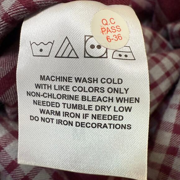 Men's Wrangler Retro Maroon Plaid Embroidered Bobcat Texas State Size M - Picture 6 of 8